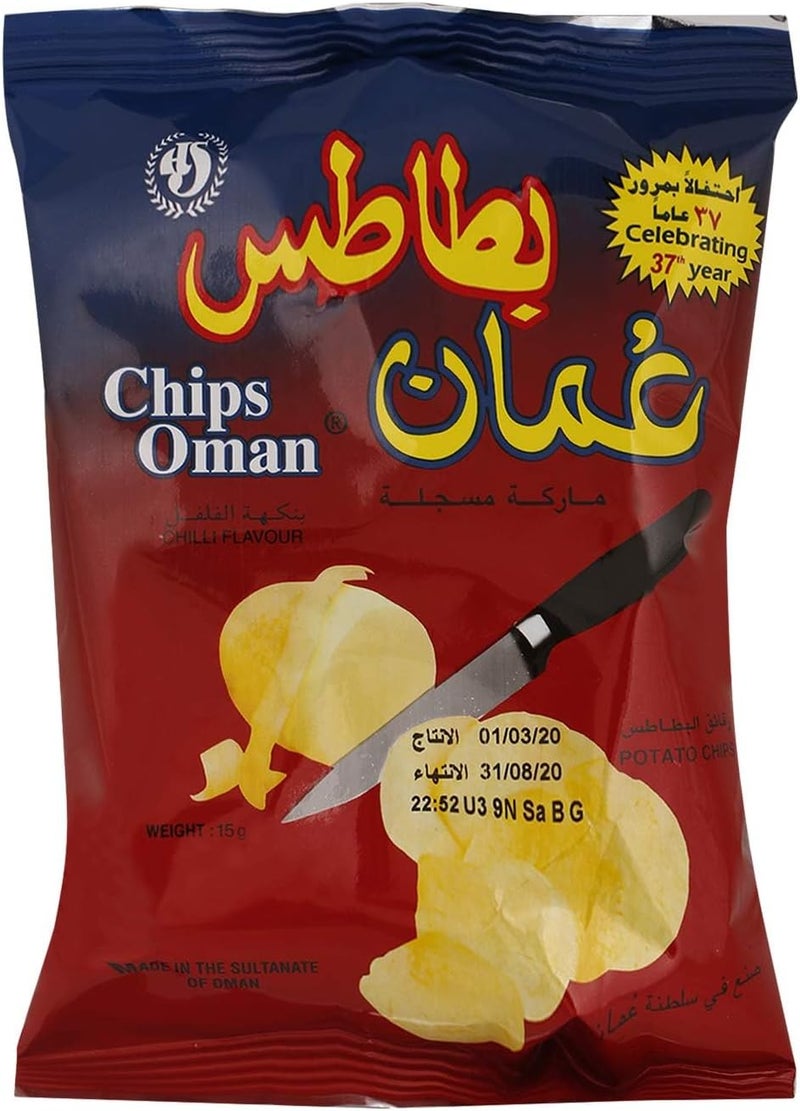 Chips Oman Chilli Flavour Potato Chips, 15 Gm, Pack Of 50 - Image 3