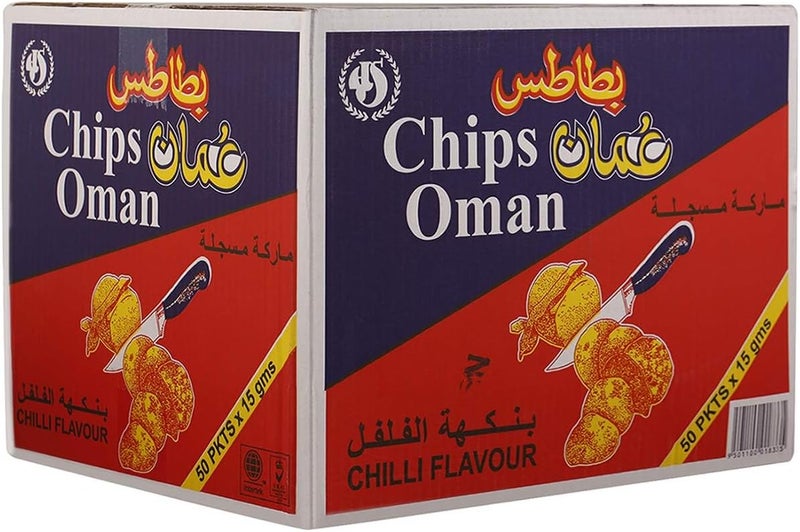 Chips Oman Chilli Flavour Potato Chips, 15 Gm, Pack Of 50 - Image 2