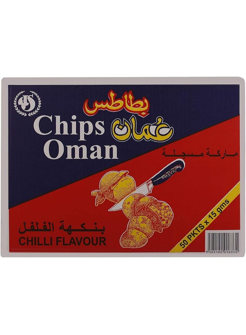 Chips Oman Chilli Flavour Potato Chips, 15 Gm, Pack Of 50 - Image 1