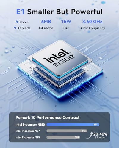 KAMRUI Essenx E1 Mini PC, 16GB DDR4 RAM 512GB M.2 SSD, Mini Computer Twin Lake N150 (Beat N100/N95,up to 3.6GHz), Desktop Computer Dual 4K, Ethernet, WiFi, Bluetooth for Business, Office, Home - Image 3