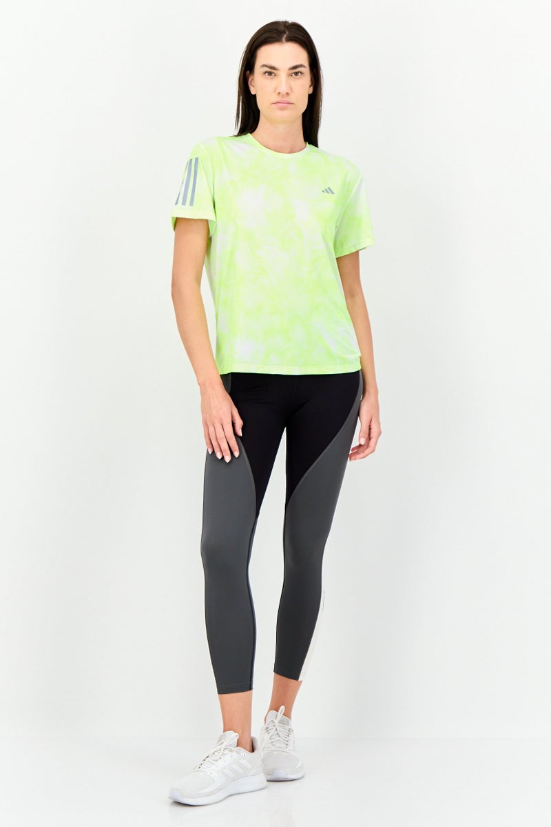 Adidas Women Sportswear Fit Short Sleeve Running T-shirt, Lime Green  - Image 2
