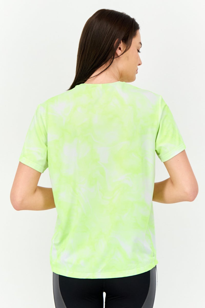 Adidas Women Sportswear Fit Short Sleeve Running T-shirt, Lime Green  - Image 4