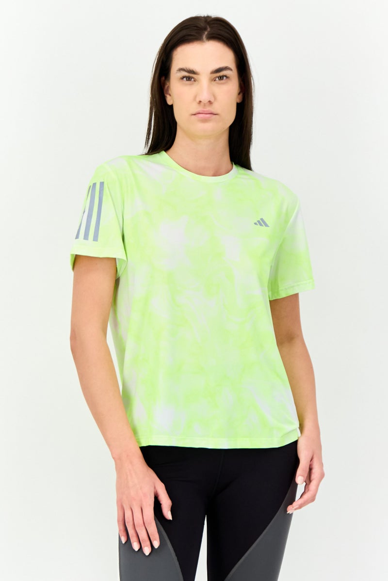 Adidas Women Sportswear Fit Short Sleeve Running T-shirt, Lime Green  - Image 1