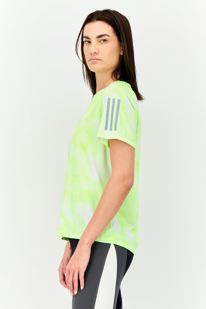 Adidas Women Sportswear Fit Short Sleeve Running T-shirt, Lime Green  - Image 3