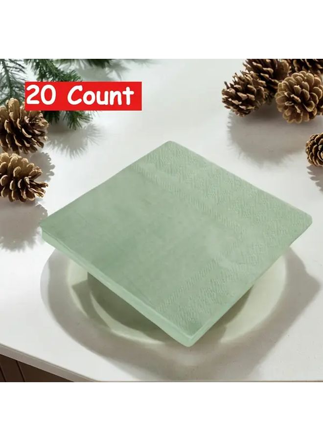 Sage Green Roostertail Napkins 20 Count Double Layer Party Tableware - Image 1