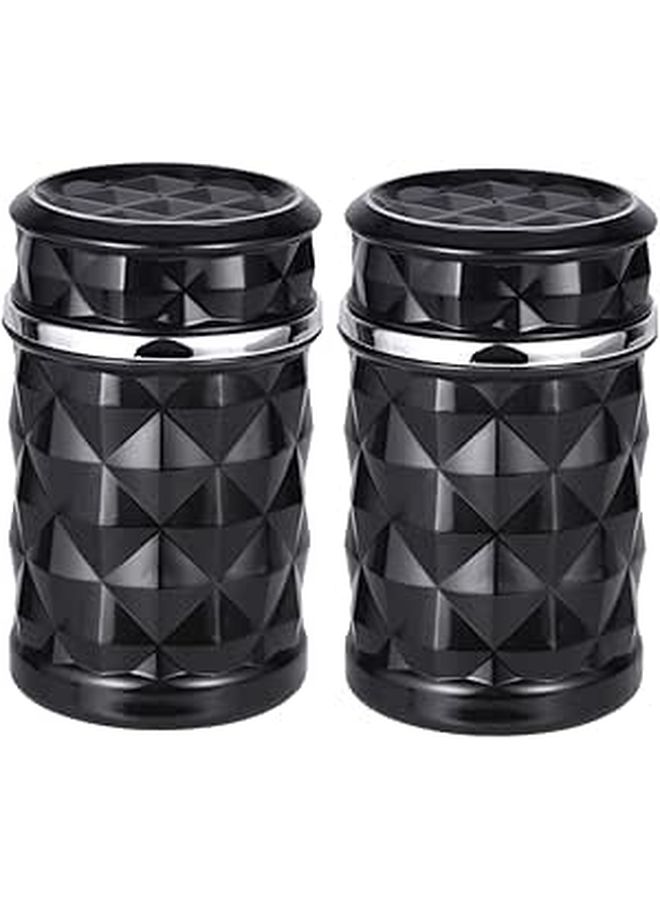 Portable Car Ashtray with Led Light Non Slip Base Smokeless Cup Black - Image 1