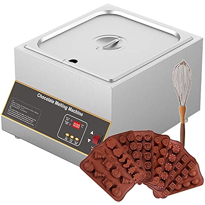 ريحني آلة صهر الشوكولاتة بالهواء الساخن، آلة صهر الشوكولاتة، وعاء رقمي سعة 10 لتر، آلة تهدئة كريمة الشوكولاتة الساخنة بقوة 500 واط، وعاءان، وعاء واحد - Image 1