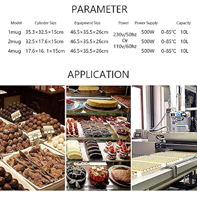 ريحني آلة صهر الشوكولاتة بالهواء الساخن، آلة صهر الشوكولاتة، وعاء رقمي سعة 10 لتر، آلة تهدئة كريمة الشوكولاتة الساخنة بقوة 500 واط، وعاءان، وعاء واحد - Image 3