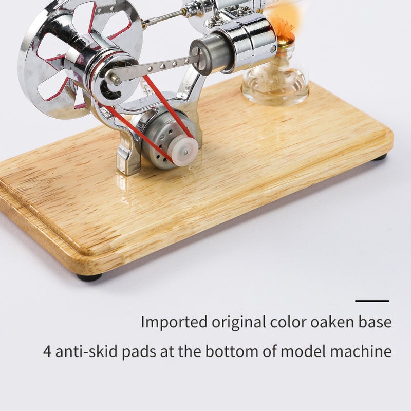 Stirling Engine Kit Electricity Generator Hot Air Motor Model Physical Generator Model with LED Light Flywheel Design Science Experiment Wooden Base DIY Education Toy for Teacher Adults Kids School - Image 5