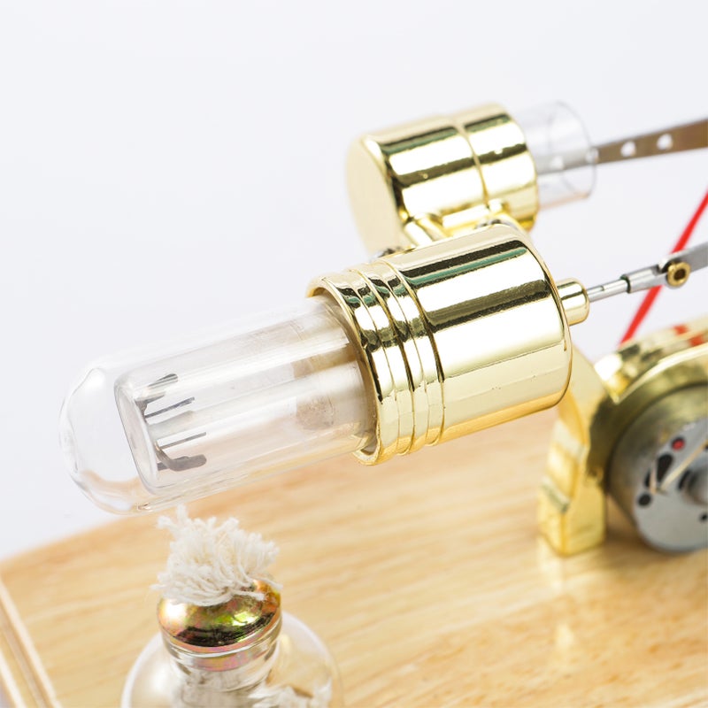 Stirling Engine Kit Electricity Generator Hot Air Motor Model Physical Generator Model with LED Light Flywheel Design Science Experiment Wooden Base DIY Education Toy for Teacher Adults Kids School - Image 4