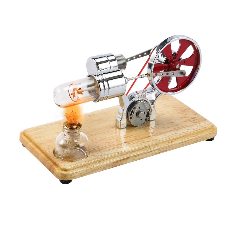 Stirling Engine Kit Electricity Generator Hot Air Motor Model Physical Generator Model with LED Light Flywheel Design Science Experiment Wooden Base DIY Education Toy for Teacher Adults Kids School - Image 1