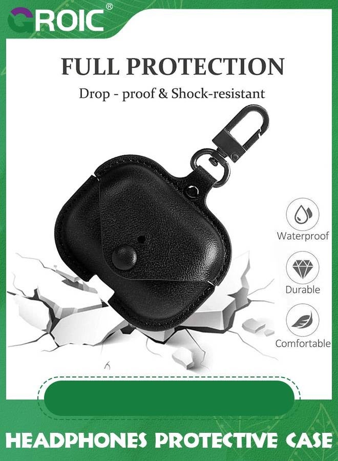 GROIC Leather Case Compatible with AirPods Case, Airpods Pro 4 Case, Protective Case Cover with Carabiner Loss Prevention Clip for Apple AirPods Pro 4, Wireless Charging Case  - Image 4