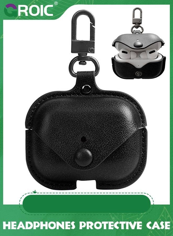 GROIC Leather Case Compatible with AirPods Case, Airpods Pro 4 Case, Protective Case Cover with Carabiner Loss Prevention Clip for Apple AirPods Pro 4, Wireless Charging Case  - Image 1