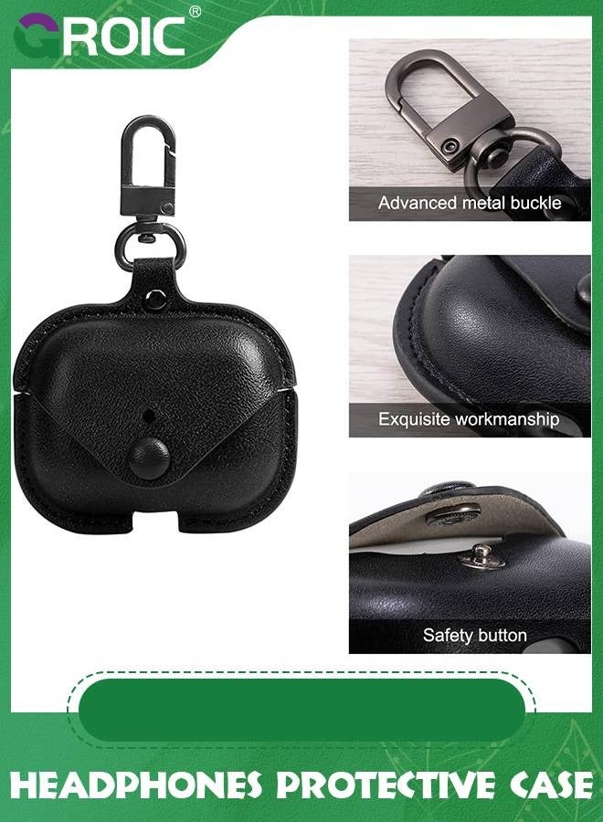 GROIC Leather Case Compatible with AirPods Case, Airpods Pro 4 Case, Protective Case Cover with Carabiner Loss Prevention Clip for Apple AirPods Pro 4, Wireless Charging Case  - Image 2