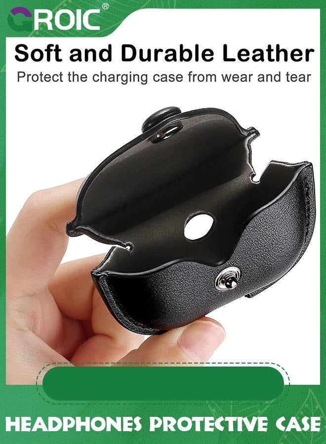GROIC Leather Case Compatible with AirPods Case, Airpods Pro 4 Case, Protective Case Cover with Carabiner Loss Prevention Clip for Apple AirPods Pro 4, Wireless Charging Case  - Image 3