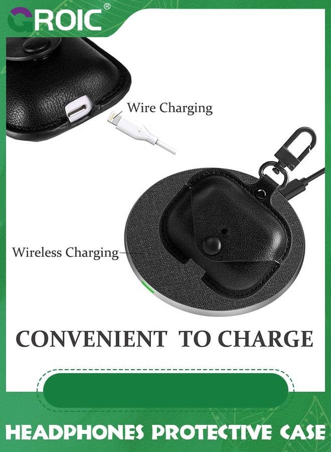 GROIC Leather Case Compatible with AirPods Case, Airpods Pro 4 Case, Protective Case Cover with Carabiner Loss Prevention Clip for Apple AirPods Pro 4, Wireless Charging Case  - Image 5