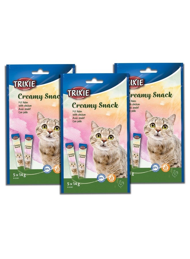 تريكسي وجبات خفيفة كريمية للقطط، وجبة لذيذة ومغذية لحيوانك الأليف المحبوب، مناسبة لجميع السلالات - (عبوة من 3 قطع)، 5 × 14 جرام (دجاج) - Image 1