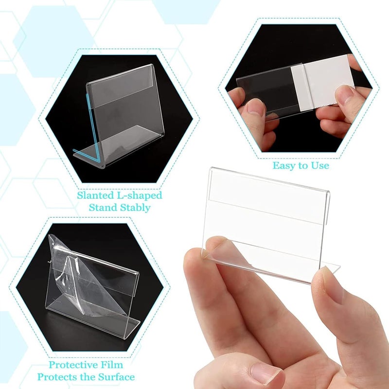 Shuban Acrylic Sign Holder L-Shape Acrylic Table Display Label Price Tag Name Card Holder Stands For School Office Counter Restaurants Supermarket (4 Inch W X 2.5 Inch H - 10Pcs) - Image 3