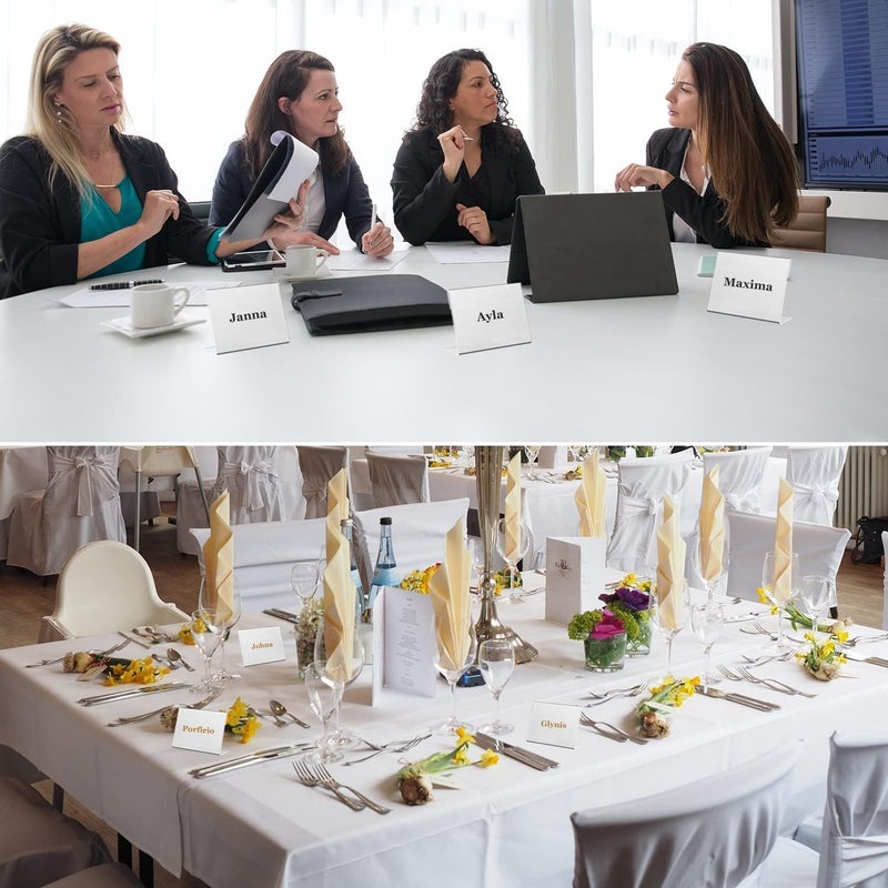 Shuban Acrylic Sign Holder L-Shape Acrylic Table Display Label Price Tag Name Card Holder Stands For School Office Counter Restaurants Supermarket (4 Inch W X 2.5 Inch H - 10Pcs) - Image 4