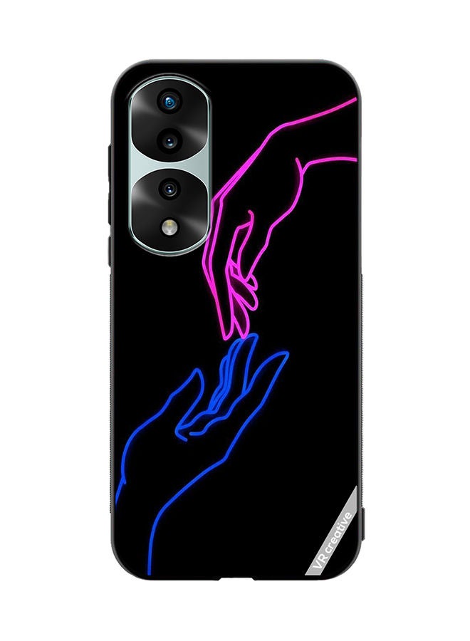 VR CREATIVE Protective Case Cover For Honor 70 Pro Hands In Neon Lights Design Multicolour - Image 1