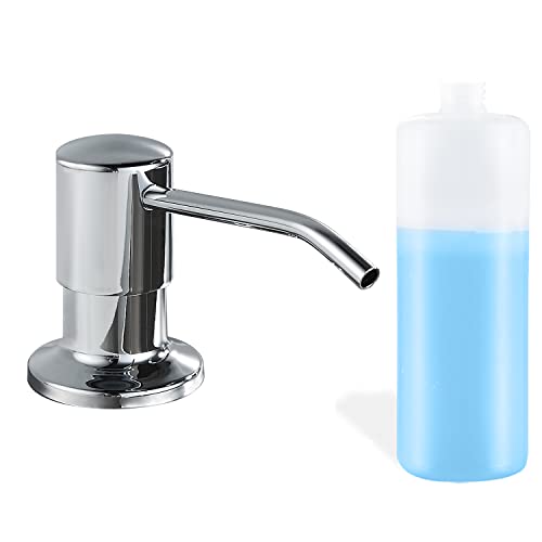 DOILIESE Built in Soap Dispenser for Kitchen Sink, Chrome Stainless Steel Countertop Pump Head (Plastic Inside), Dish Soap Hand Lotion Dispenser with Refillable 17OZ Bottle - Image 1