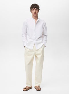 Mango Man Casual Mao Collar Linen Shirt  - Image 5
