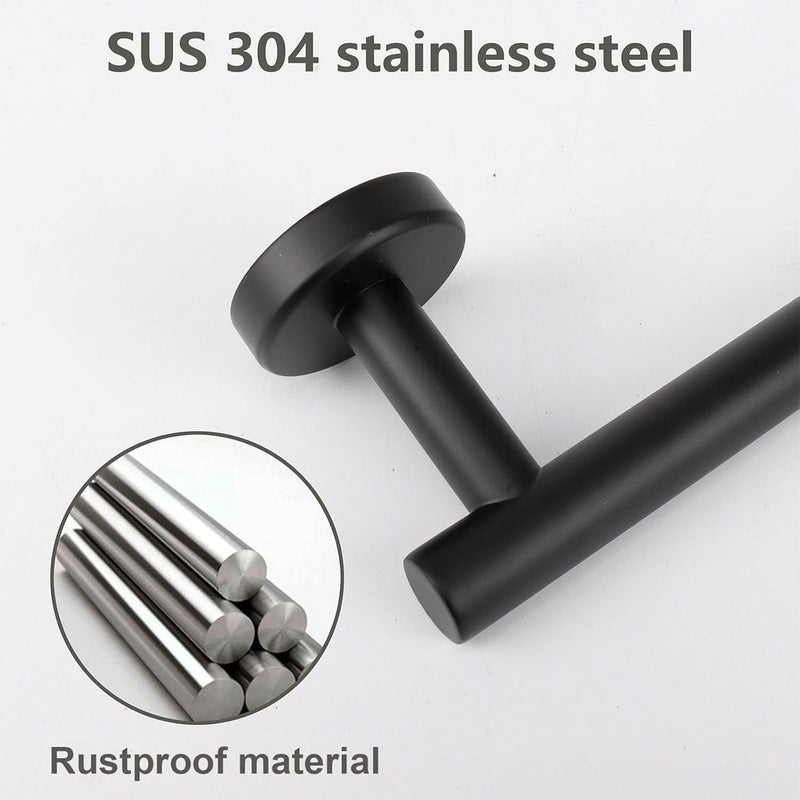 TocTen Hand Towel Holder - 9 in Towel Ring Thicken SUS304 Stainless Steel Towel Holder for Bathroom Wall, Contemporary Bath Hand Towel bar Wall Mounted Towel Racks for Bathroom Kitchen(Matte Black) - Image 4