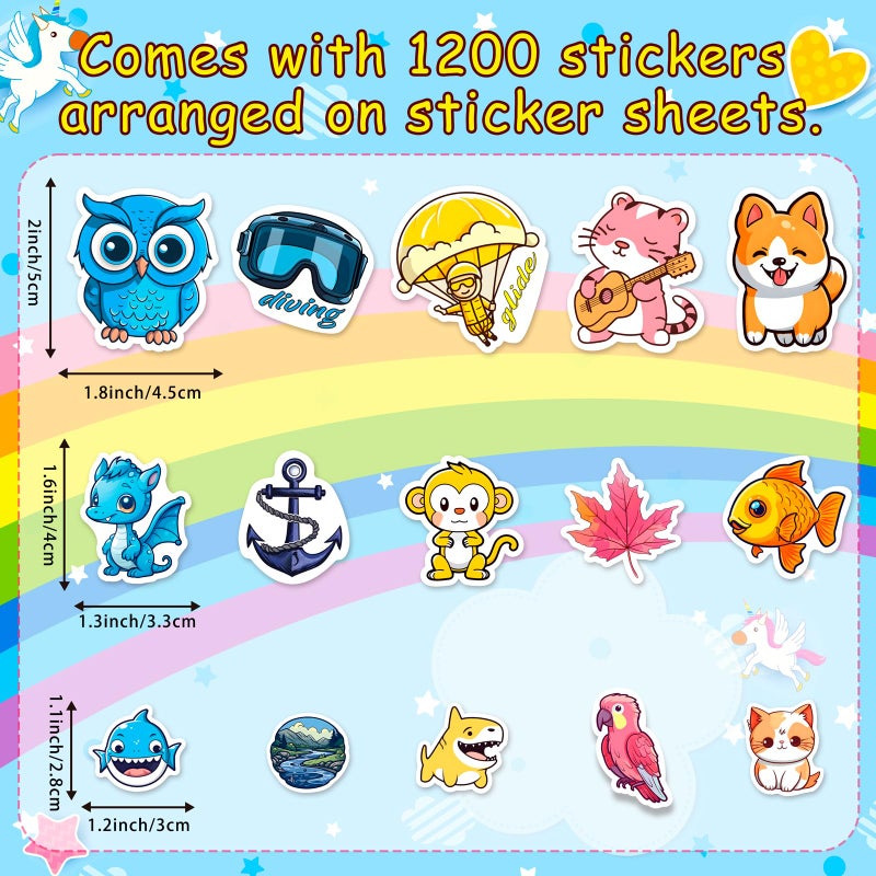 Eternity sky 1200PCS Water Bottle Cute Animal Stickers for Kids Classroom - Waterproof Vinyl Sticker Bulk Pack for Adults Girls Boys Teens - Image 4