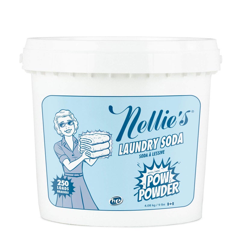 Nellie's Nellies Laundry Soda with POW Powder  250 Loads  Environmentally Conscious Laundry Detergent with StainFighting Active Enzymes  HighEfficiency Gentle on Skin and Environment  Made in Canada