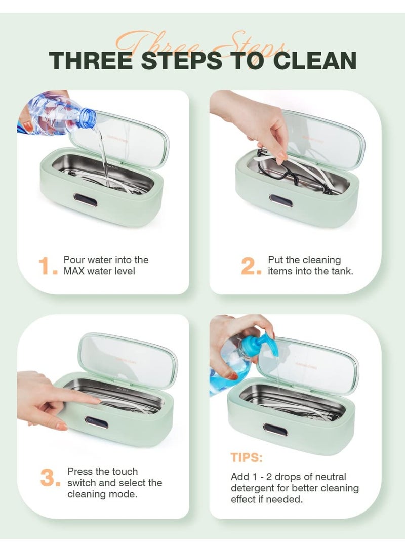 إيونتو جهاز تنظيف المجوهرات بالموجات فوق الصوتية المحمول - خزان من الفولاذ المقاوم للصدأ سعة 300 مل مزود بأربعة أوضاع مؤقتة للخواتم والنظارات والساعات والمشابك والعملات المعدنية - جهاز تنظيف عميق - Image 5