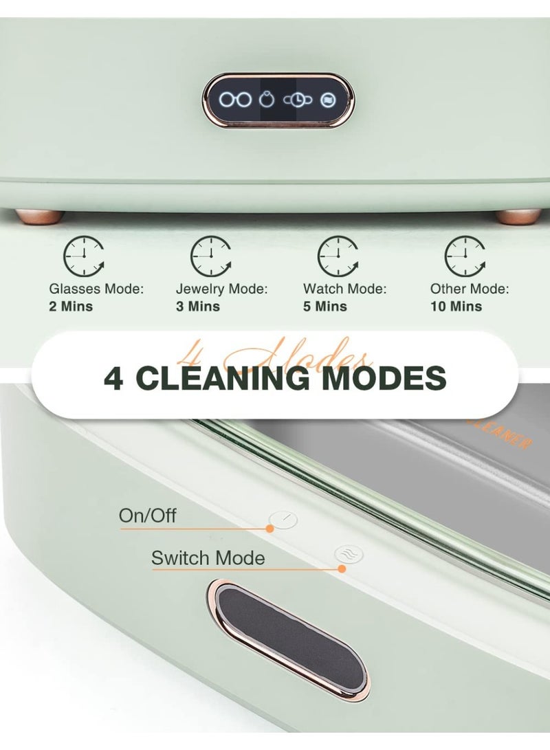 إيونتو جهاز تنظيف المجوهرات بالموجات فوق الصوتية المحمول - خزان من الفولاذ المقاوم للصدأ سعة 300 مل مزود بأربعة أوضاع مؤقتة للخواتم والنظارات والساعات والمشابك والعملات المعدنية - جهاز تنظيف عميق - Image 3
