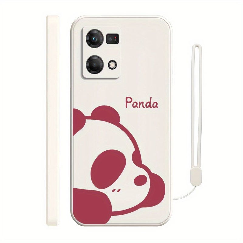 Black Cute Panda Phone Case For Oppo A57 4G With Hand Strap - Image 5