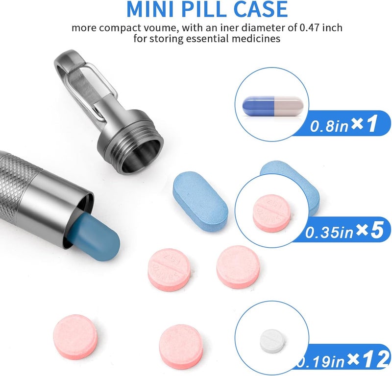 TISUR Small Titanium Pill Case, Titanium Keychain Pill Holder Travel Pill Box Container Multitool EDC Every Day Carry for Men (Gray Titanium Small - 1.06 inch) - Image 3