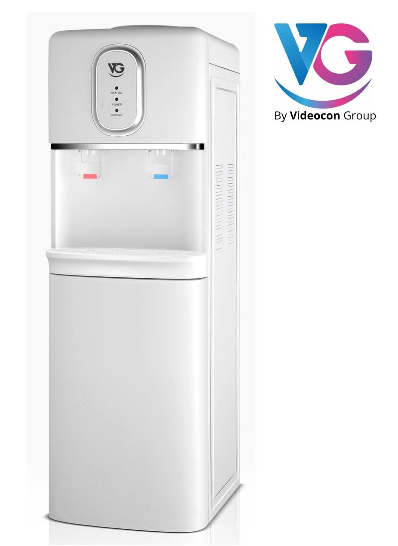 VG Top Loading Water Dispenser With Hot and Cold Water and Compressor Cooling, Cabinet with Refrigerator, Floor Standing, Suitable for Home, Office etc.-White VGWD925  - Image 1