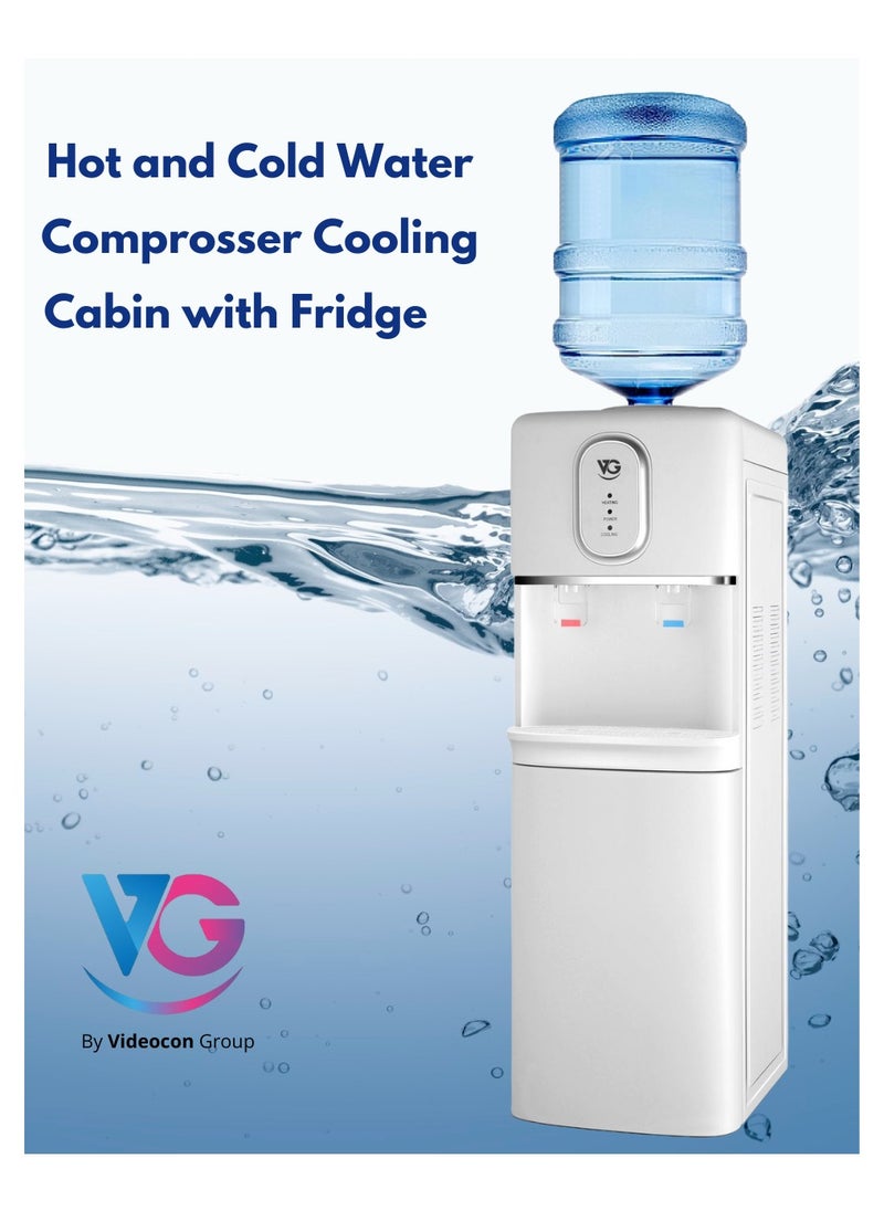 VG Top Loading Water Dispenser With Hot and Cold Water and Compressor Cooling, Cabinet with Refrigerator, Floor Standing, Suitable for Home, Office etc.-White VGWD925  - Image 2