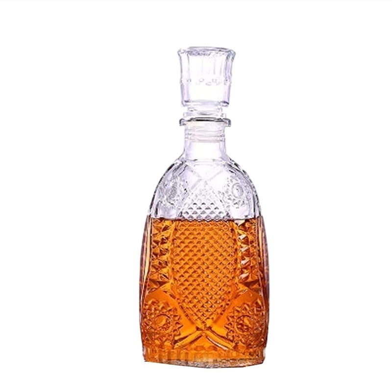 DRAMIQ® European Style Round Crystal Clear Glass Decanter Storage Container for Liquor, Whisky, Vodka, Scotch, Wine, Rum, Brandy, Champagne, Tequila, Beer, Milk, Juice (FISHLONG) - Image 4