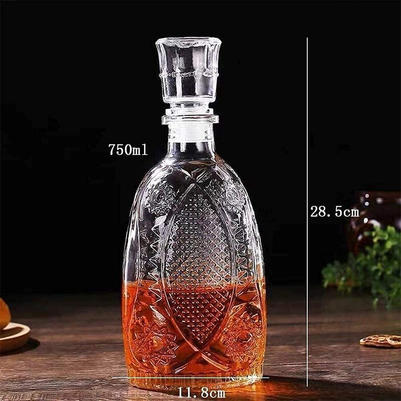 DRAMIQ® European Style Round Crystal Clear Glass Decanter Storage Container for Liquor, Whisky, Vodka, Scotch, Wine, Rum, Brandy, Champagne, Tequila, Beer, Milk, Juice (FISHLONG) - Image 2