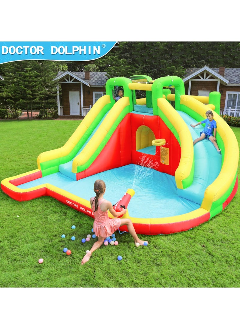 doctor dolphin - Doctor Dolphin Inflatable Bounce House with Slides and Water Blower 73018 - Image 1