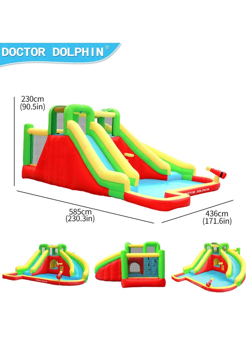 doctor dolphin - Doctor Dolphin Inflatable Bounce House with Slides and Water Blower 73018 - Image 1