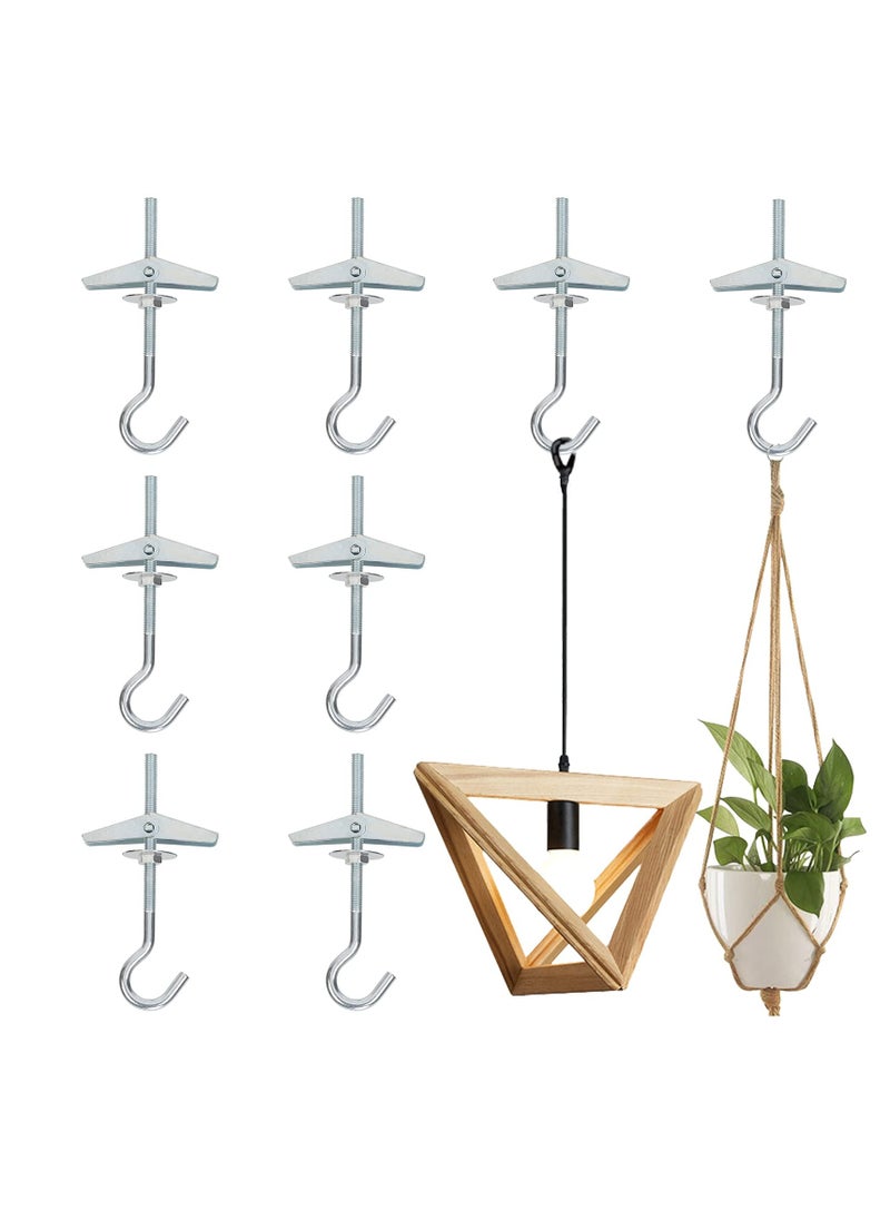 Excefore - Ceiling Hooks, 8 Pcs Wing Spring Toggle Hooks, Carbon Steel Wing Spring Toggle Hooks, Fixed Anchor Hooks for Drywall Cavity Hollow Wall Board Plank Hanging Plants Lights (M5x90mm) - Image 1
