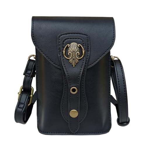 Larswon Belt Pouch, Renaissance Bag Medieval Leather Ren Faire Accessories Small Crossbody Belt Bag Cell Phone Pouch Renaissance Belt (Black - Fairy) - Image 1