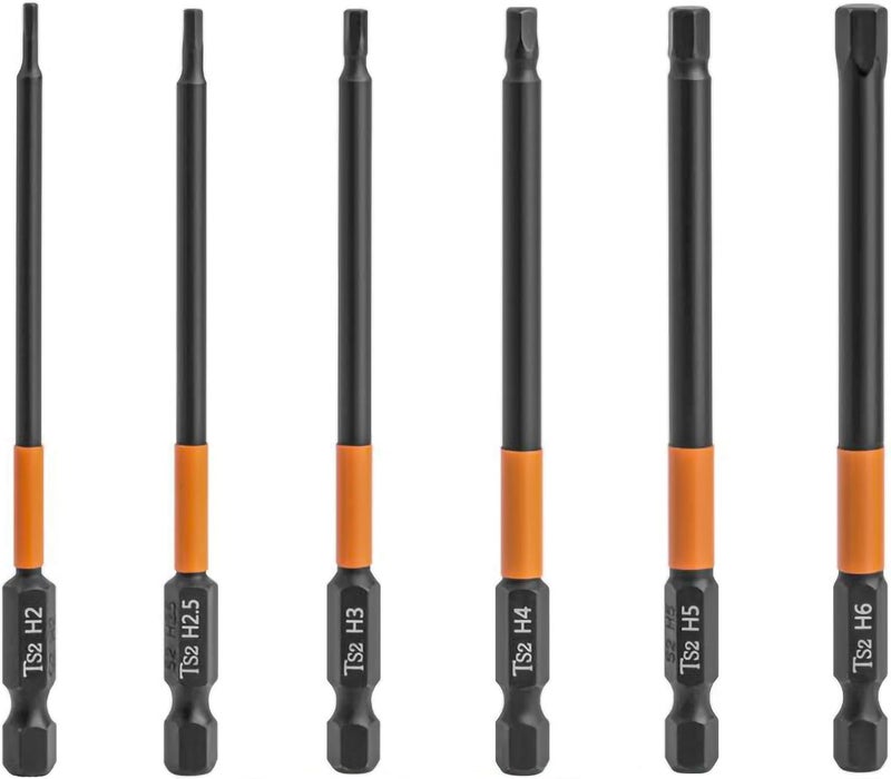 KEWAYO 6Piece Impact Allen Bit Set  14 Hex Shank S2 Steel Metric Hex Keys 394  CNC Machined Magnetic Tips for Drills  Impact Drivers  Includes Storage Case - Image 1