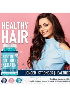 BIYODE Biotin Collagen Keratin Gummies for Hair, Nails and Skin, Hair Regrowth Vitamin, Skin Nail Biotin Collagen Gummies, Promotes Smooth Skin and Replenishes Lost Collagen, 60 Sweets  - Image 3