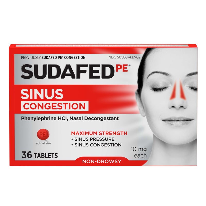 Sudafed أقراص سودافيد بي لتخفيف احتقان الجيوب الأنفية، أقصى قوة، غير مسبب للنعاس، 10 ملغ، فينيل إفرين HCI، مزيل احتقان للضغط في الجيوب الأنفية واحتقان الأنف بسبب البرد أو الحساسية، 36 حبة - Image 3