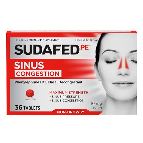 Sudafed أقراص سودافيد بي لتخفيف احتقان الجيوب الأنفية، أقصى قوة، غير مسبب للنعاس، 10 ملغ، فينيل إفرين HCI، مزيل احتقان للضغط في الجيوب الأنفية واحتقان الأنف بسبب البرد أو الحساسية، 36 حبة - Image 2