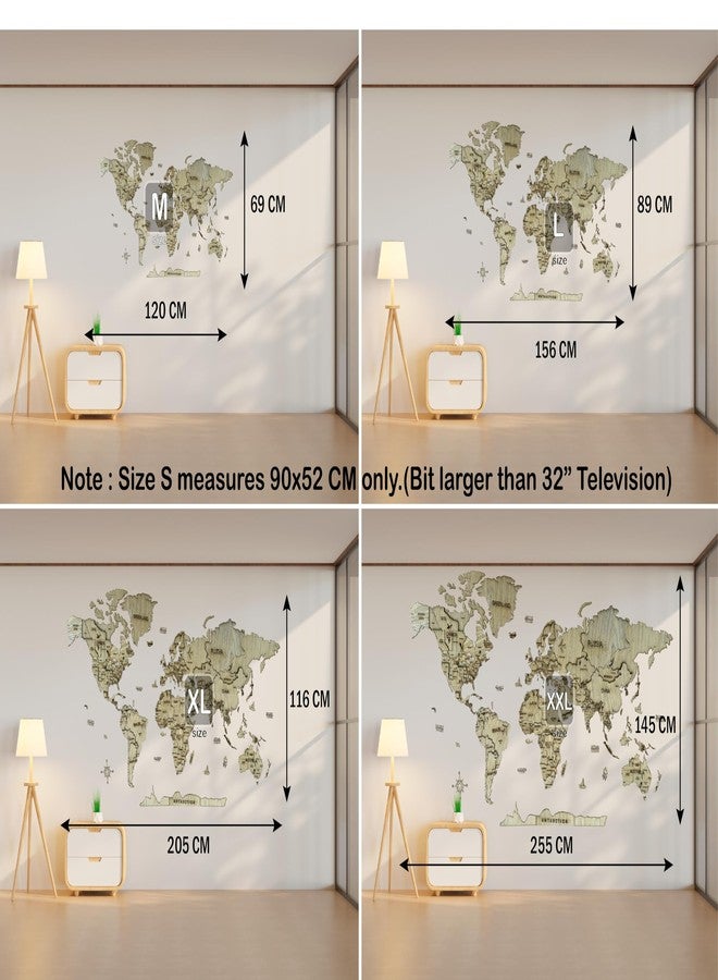 Elk 3D Wooden World Map Wall Decor - Teak wood Ply - Perfect Home Decor for Travel Enthusiasts - Image 2