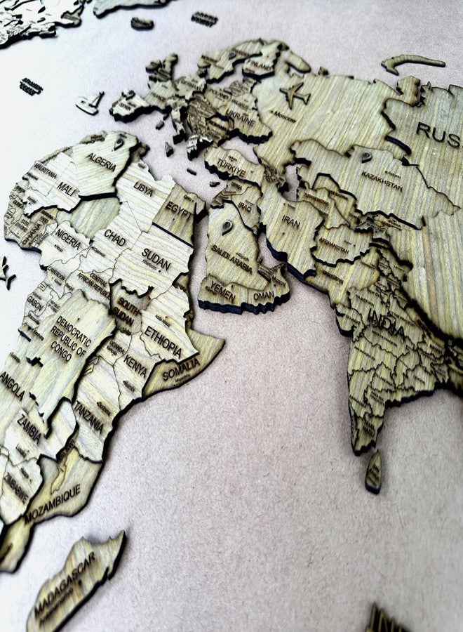 Elk 3D Wooden World Map Wall Decor - Teak wood Ply - Perfect Home Decor for Travel Enthusiasts - Image 3