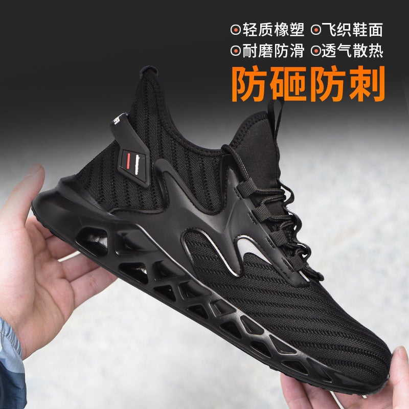 New Breathable Labor Protection Shoes Men'S Anti-Smashing And Anti-Piercing Steel Toe Work Shoes Kevlar Bottom Fly-Woven Safety Shoes - Image 5