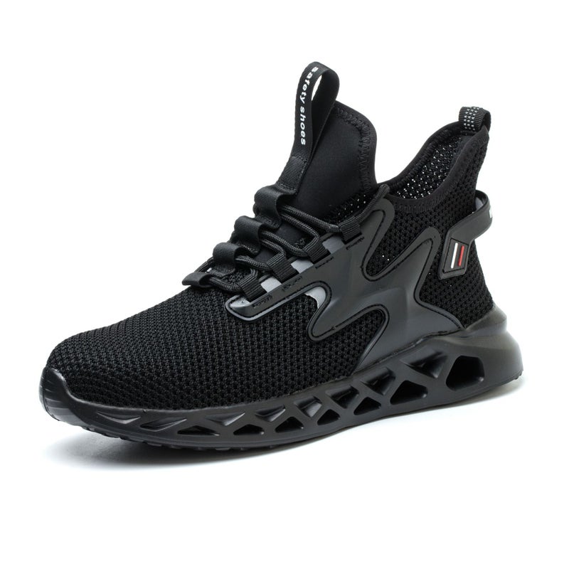 New Breathable Labor Protection Shoes Men'S Anti-Smashing And Anti-Piercing Steel Toe Work Shoes Kevlar Bottom Fly-Woven Safety Shoes - Image 1