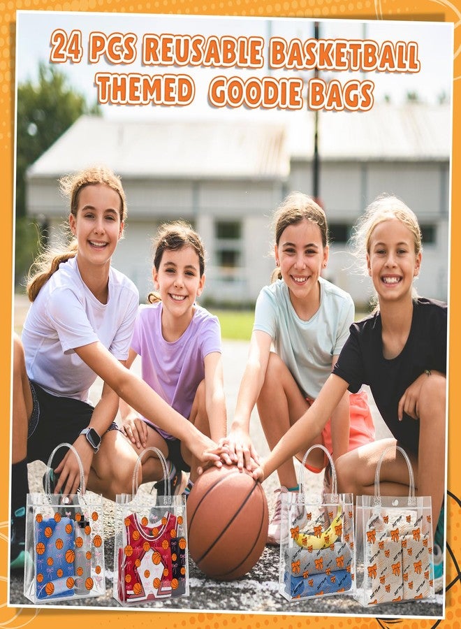 giftlyze 24 Pcs Basketball Clear Goodie Bags with Handles PVC Basketball Gift Bags Sport Theme Party Favor for Team Gifts Birthday, 8 x 8 x 3.15'' - Image 5